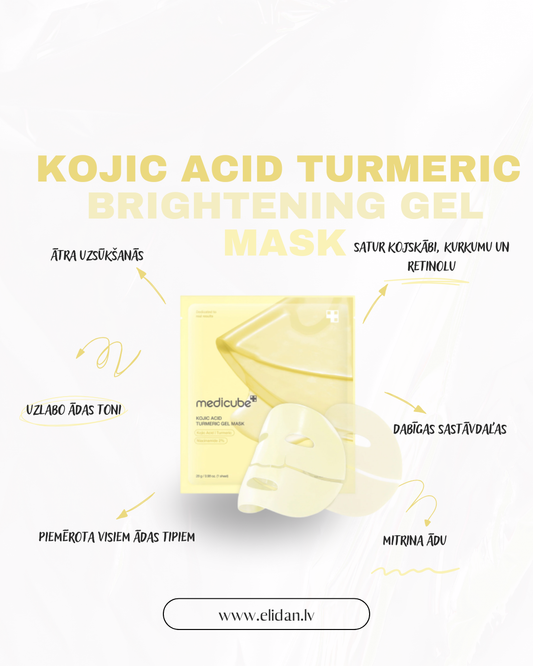 MIRDZUMU PIEŠĶIROŠA HIDROGĒLA MASKA AR KURKUMU MEDICUBE KOJIC ACID TURMERIC BRIGHTENING GEL MASK