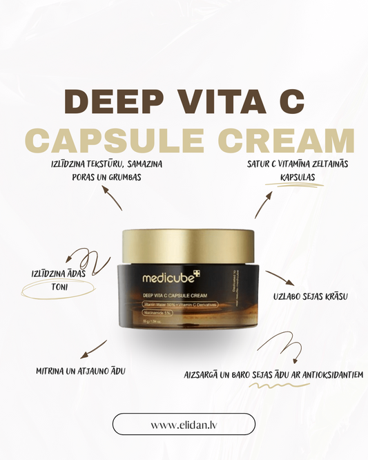 IZGAISMOJOŠS UN NOSTIPRINOŠS SEJAS KRĒMS MEDICUBE DEEP VITA C CAPSULE CREAM