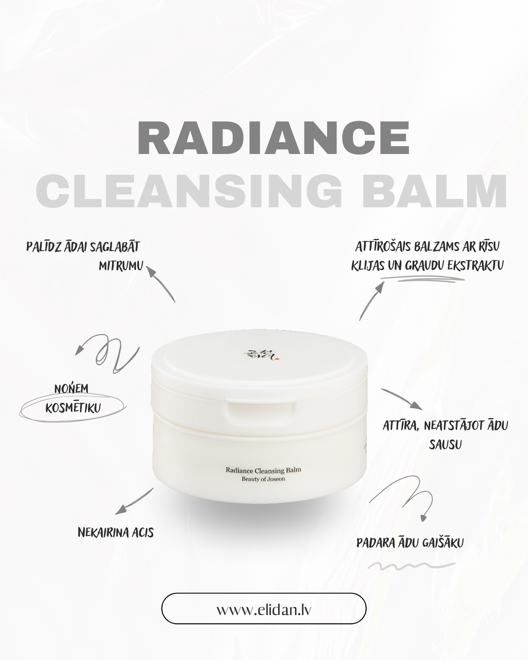 ATTĪROŠS BALZAMS AR RĪSŪDENI UN SOJAS FERMENTIEM BEAUTY OF JOSEON RADIANCE CLEANSING BALM