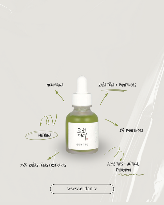 NOMIERINOŠS SERUMS BEAUTY OF JOSEON CALMING SERUM GREEN TEA + PANTHENOL