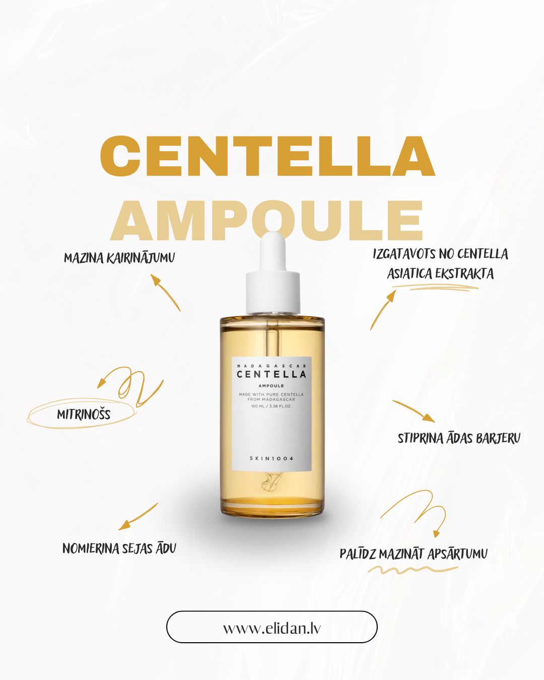 SEJAS AMPULA AR ĀZIJAS CENTELLAS EKSTRAKTU MADAGASCAR CENTELLA AMPOULE