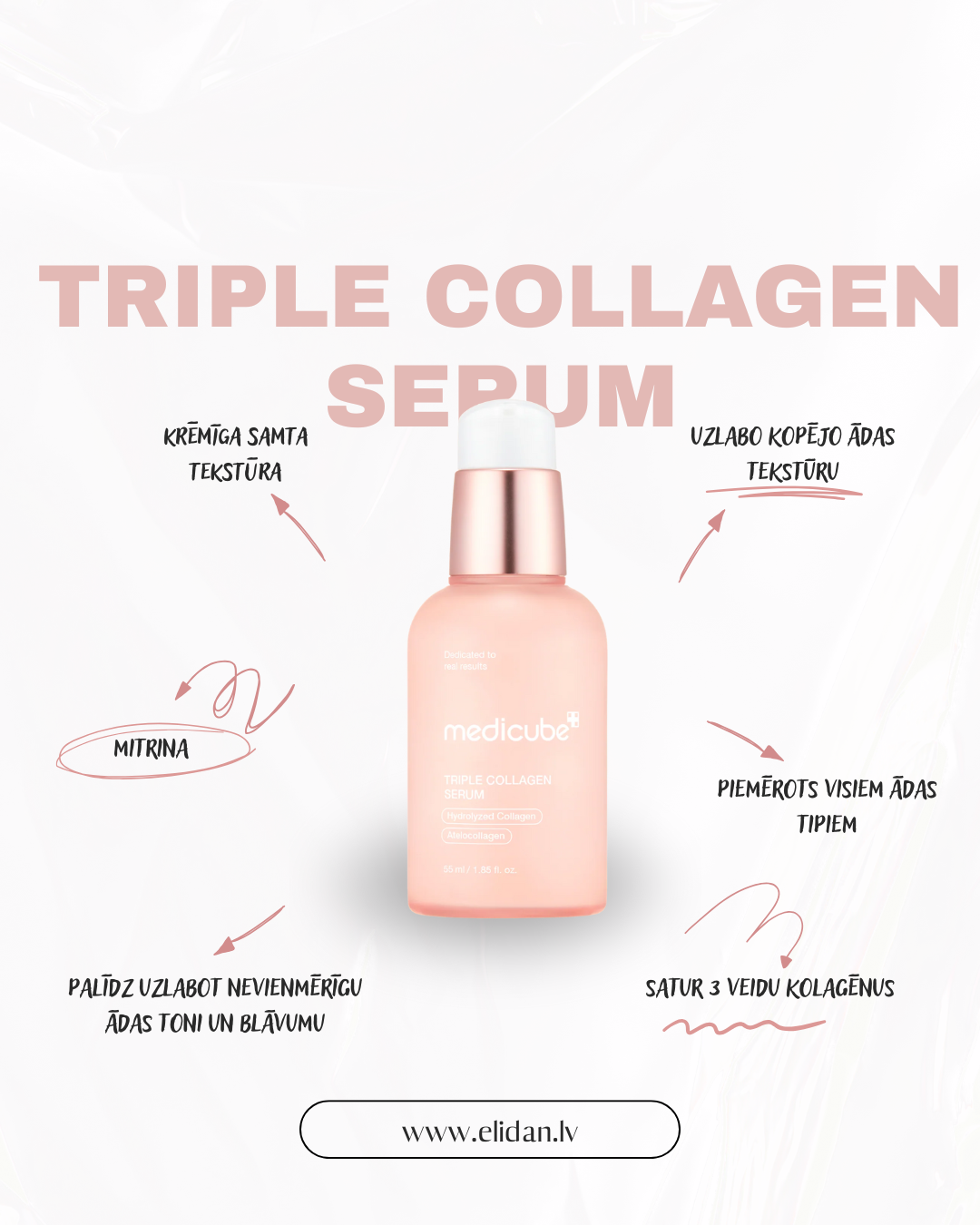 NOSTIPRINOŠS KOLAGĒNA SERUMS MEDICUBE TRIPLE COLLAGEN SERUM